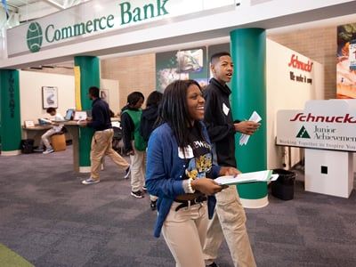 Children participating in Finance Park